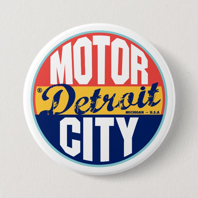 Detroit Vintage Label 3 Inch Round Button (Front)