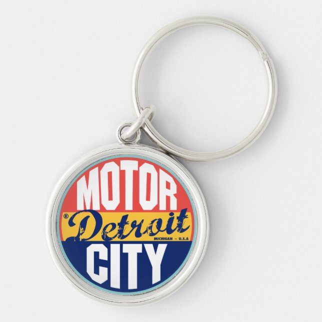 Detroit Vintage Label Keychain (Front)