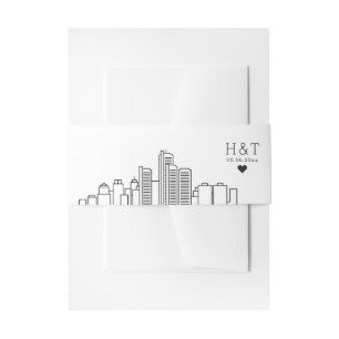 Detroit Wedding Stylized Skyline Monogram Invitation Belly Band