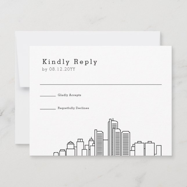 Detroit Wedding | Stylized Skyline RSVP (Front)