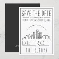 Detroit Wedding | Stylized Skyline Save the Date
