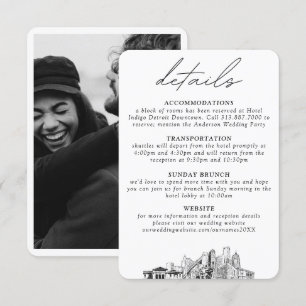 Detroit Wedding Vertical Details Small Enclosure Card