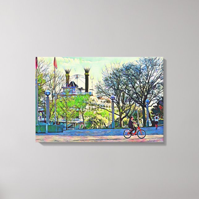 Detroit's Riverwalk Reflections Canvas Print (Front)