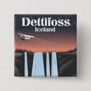 Dettifoss Iceland travel poster. 2 Inch Square Button