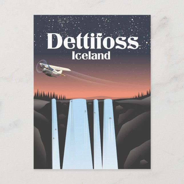 Dettifoss Iceland travel poster. Postcard (Front)