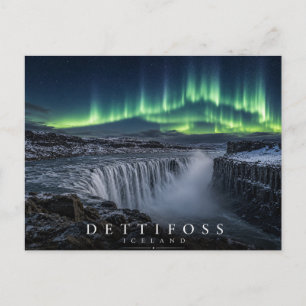 Dettifoss Waterfall Iceland Northern Lights Postcard