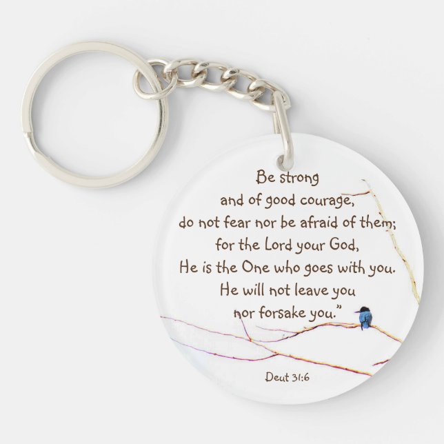 Deut 31:6 You are Not Alone Bible Kingfisher Bird  Keychain (Front)