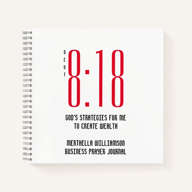 DEUT 8v18 Personalized Business Prayer Journal (Front)