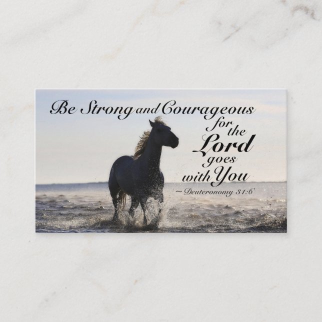 Deuteronomy 31:6 Be Strong and Courageous, Horse Business Card (Front)