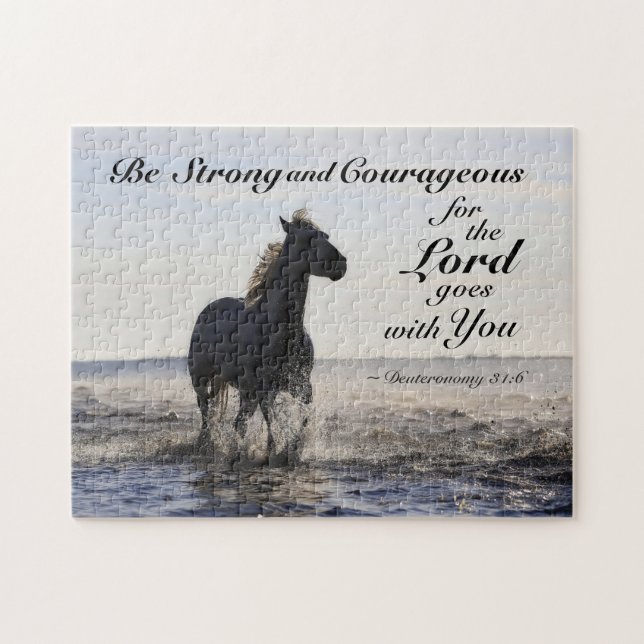 Deuteronomy 31:6 Be Strong and Courageous Horse Jigsaw Puzzle (Horizontal)
