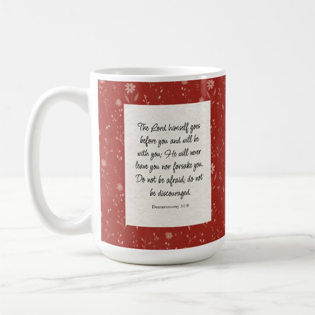 Deuteronomy 31:8 Bible Verse Image  Coffee Mug (Left)