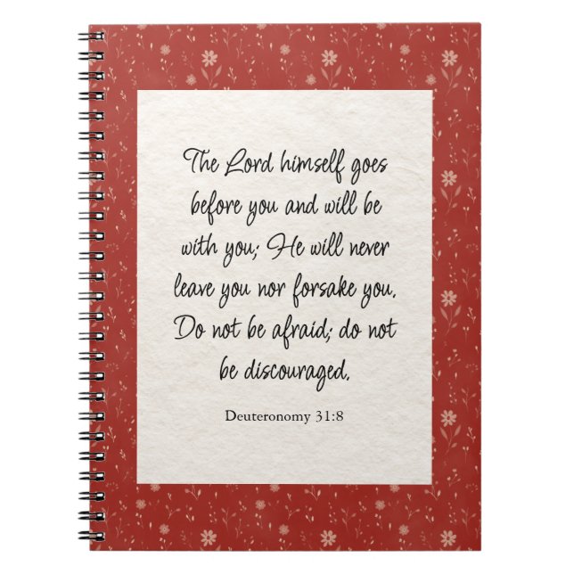 Deuteronomy 31:8 Bible Verse Image  Notebook (Front)