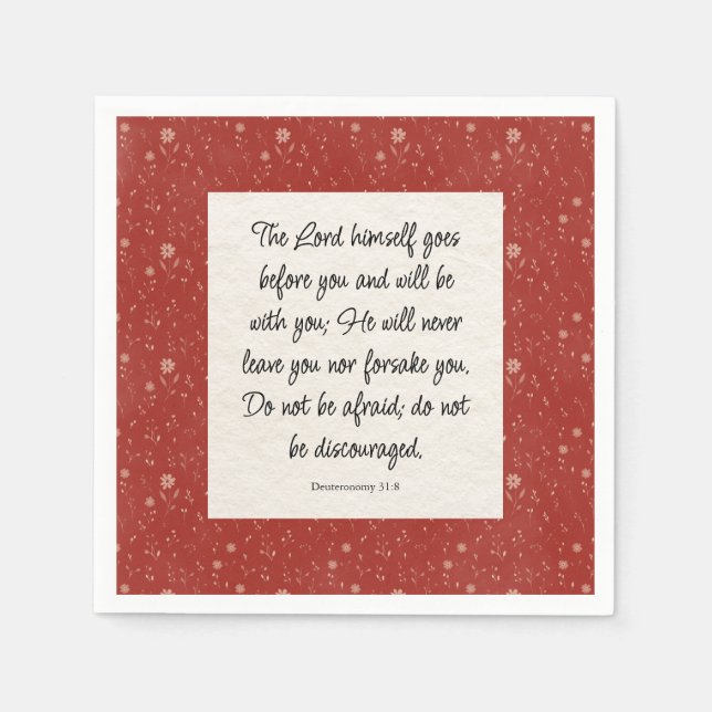 Deuteronomy 31:8 Bible Verse Image Paper Napkin (Front)