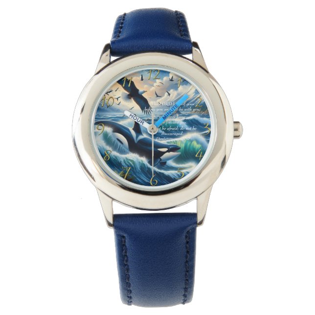 Deuteronomy 31:8 Christian ocean with a sunset   Watch (Front)