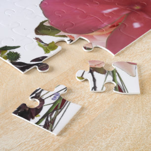 Deuteronomy 31, Do not be afraid, Red Floral Jigsaw Puzzle