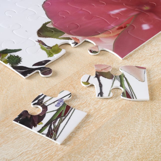 Deuteronomy 31, Do not be afraid, Red Floral Jigsaw Puzzle (Side)