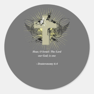 DEUTERONOMY 6-4 Bible Verse Classic Round Sticker