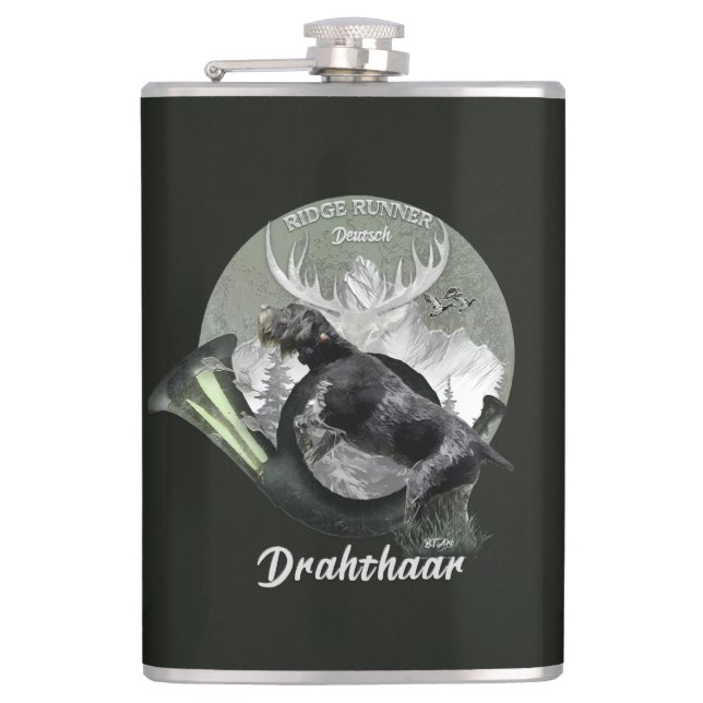 Deutsch Drahthaar  Hip Flask (Front)