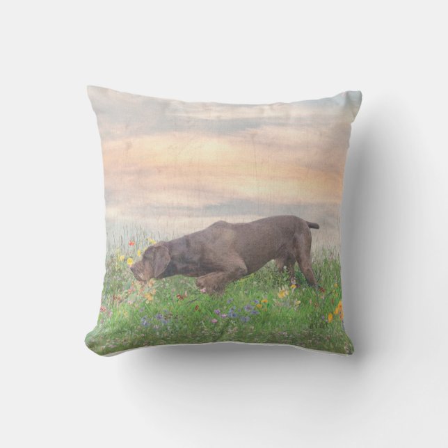 Deutsch Drahthaar  Outdoor Pillow (Front)
