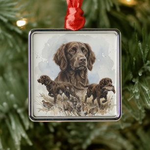 Deutsch Langhaar Hunting Dog Metal Ornament