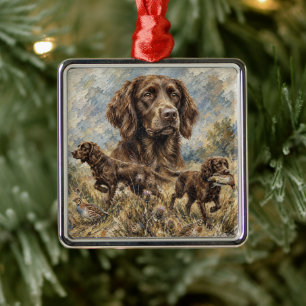 Deutsch Langhaar Hunting Dog Metal Ornament