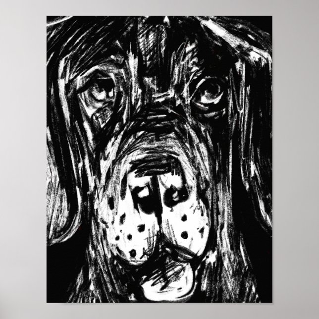 Deutsche Dogge Kohlezeichnung Poster (Front)
