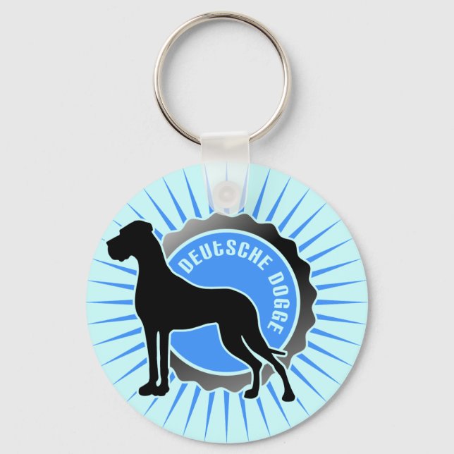 Deutsche Dogge stern blau Keychain (Front)