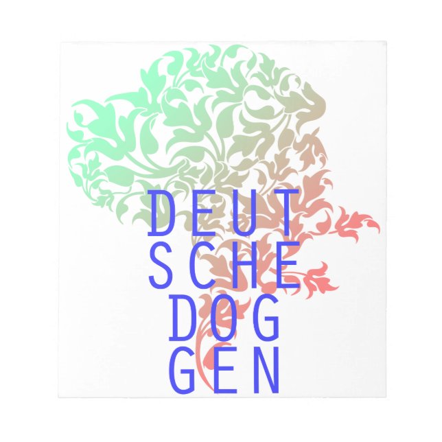 Deutsche Doggen Blatt Kopf Notepad (Front)