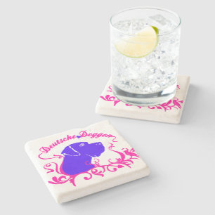 Deutsche Doggen Magenta Blaues Logo Stone Coaster