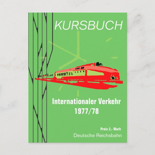 Deutsche Reichsbahn Kursbuchdesign Postcard (Front)