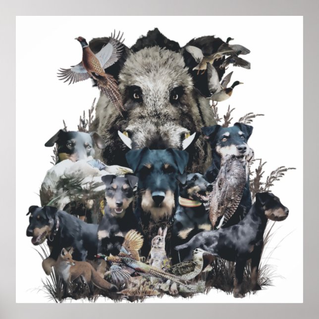 Deutscher Jagdterrier Tapestry Canvas Print (Front)