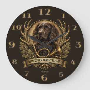 Deutscher Wachtelhund , Hunting Logo Large Clock