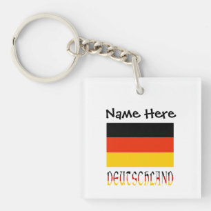 Deutschland and German Flag Personalized Keychain