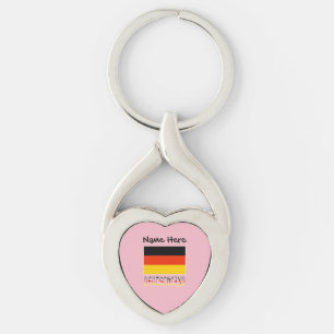 Deutschland and German Flag Personalized Keychain