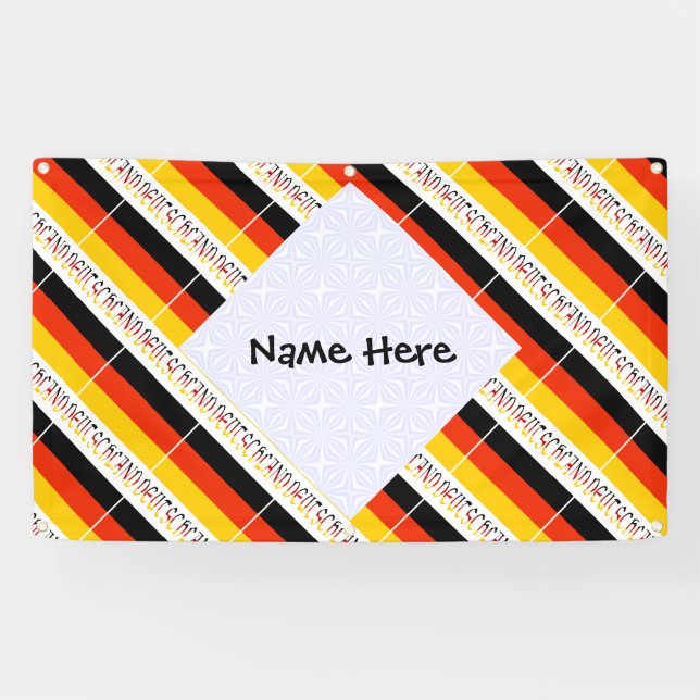 Deutschland and German Flag Tiled Personalized  Banner (Horizontal)