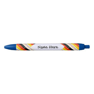 Deutschland and German Flag Tiled Personalized Black Ink Pen