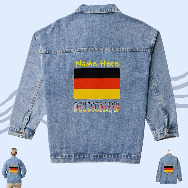Deutschland Deutsch Flag Yellow Personalization Denim Jacket (Creator Uploaded)