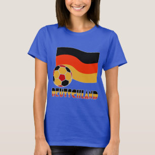 Deutschland Flag and Soccer Ball Grey Border T-Shirt