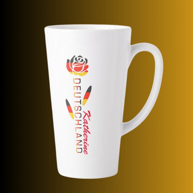 Deutschland Flag Rose Personalized Large Latte Mug (Creator Uploaded)