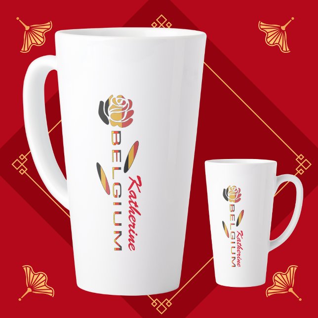 Deutschland Flag Rose Personalized Large Latte Mug (Creator Uploaded)