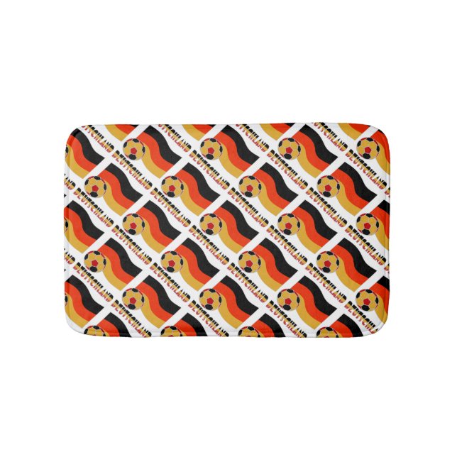 Deutschland Flag Soccer Ball Grey Border Tiled Bath Mat (Front)