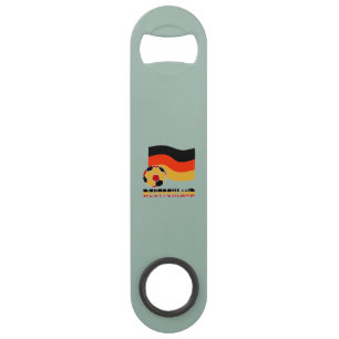 Deutschland Flag with Soccer Ball Grey Border Speed Bottle Opener