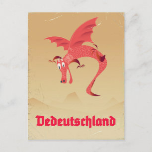 Deutschland flying dragon vintage poster postcard