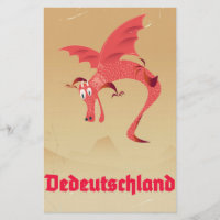 Deutschland flying dragon vintage poster