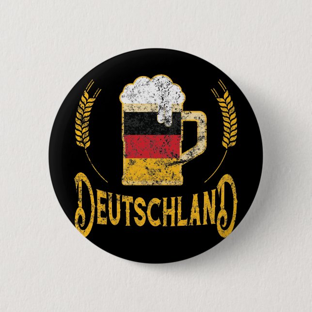 Deutschland German Flag Beer Lover Oktoberfest 2 Inch Round Button (Front)