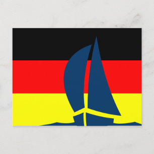 Deutschland German Flag Sailing Boat Nautical Postcard