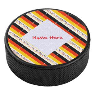Deutschland German Flag Tiled Personalized Hockey Puck