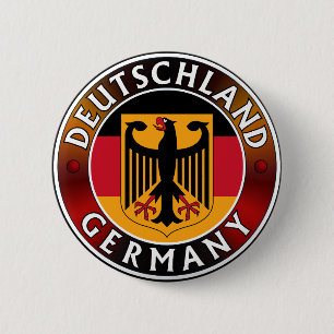Deutschland Germany Plaque, German Flag and Eagle 2 Inch Round Button