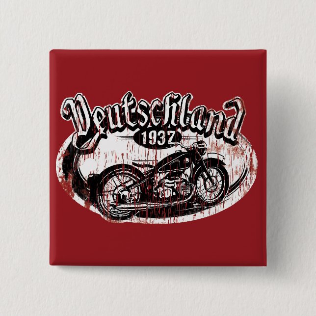 Deutschland Motowear 2 Inch Square Button (Front)