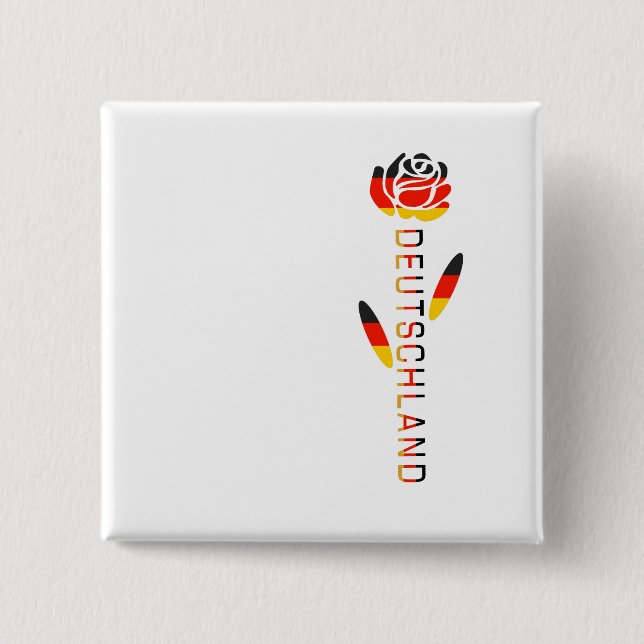 Deutschland Rose German Flag  2 Inch Square Button (Front)